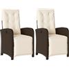 vidaXL Sedie da Giardino Reclinabili 2 pz con Poggiapiedi Polyrattan