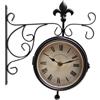 Esschert Design Orologio da Parete, Bahnhofsuhr con termometro, misuratore di Temperatura, 25 cm x 10 cm x 30 cm