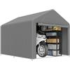 Outsunny 2x2.4 m Garage Moto per Esterno, Tenda Garage con Copertura Impermeabile, Porta Avvolgibile a Cerniera, per Biciclette e Attrezzi in Acciaio Zincato, da Giardino, Grigio Chiaro