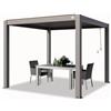 TOOLPORT PRIMEYARD Pergola 3x3 m montanti in alluminio con tetto a doghe in alluminio gazebo da giardino grigio