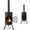 BonFeu BonTon 40 Nero - Stufa da patio - Camino con protezione dalle scintille per serate rilassanti - Colonna fuoco da esterno - Camino da patio con griglia - 40x40x145cm