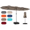 RELAX4LIFE Ombrellone Doppio da Giardino con Base, Ombrellone da Balcone con Apertura a Manovella, Tetti Ventilati, Parasole da Esterno per Patio, Cortile, Ristorante o Bar (Caffè, 393 x 198 cm)