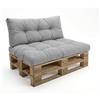 POKAR Set di Cuscini per Europallet Imbottito da 2 pezzi: 1x Cuscino-sedile 120x80cm + 1x Cuscino-schienale 120x40cm, per Divano da Giardino, per Interno ed Esterno, senza Pallet, grigio