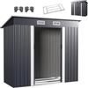 RELAX4LIFE Casetta da Giardino con Tetto Inclinato, Porta Scorrevole, Struttura in Metallo Zincato, per Cortile, Prato, Patio, Fattoria213 x 112 x 186 cm