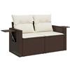 vidaXL Divano da Giardino a 2 Posti con Cuscini in Polyrattan Marrone