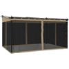 vidaXL Gazebo con Pareti in Rete Tortora 4x3 m in Acciaio, Gazebo da Esterno, Padiglione, pergola, Gazebo da Patio, Padiglione da Giardino