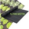 Tata Home Telo Pacciamatura 1x100 Metri 100g/m² Telo Anti Erbacce per Orto Giardino Tessuto Permeabile all'Acqua Stabilizzazione ai Raggi UV Barriere Contro Le Erbe Infestanti Colore Nero