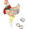 Beufee Illumina il pollo con la sciarpa natalizia, ornamenti di pollo in metallo con 60 luci a LED Gallo di Natale per il cantiere di Natale