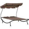 Outsunny Lettino Matrimoniale 2 Posti Prendisole Parasole Regolabile Esterno e Giardino 200x175x134cm Marrone