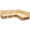 POKAR Set di Cuscini per Europallet Impermeabile da 8 pezzi: 3x 120x80 + 3x 120x40 + 1x 60x40 + 1x 40x40, per Divano da Giardino, senza Pallet, Beige