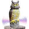 Owlery Gufo solare con rilevatore di movimento, occhi lampeggianti, testa rotante, realistica modalità sonora e silenziosa, gufo da giardino, statua da esterno, decorazione per casa, giardino, patio e