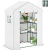 Outsunny Serra da giardino con 1 porta, 2 finestre e 2 ripiani a U per piante ortaggi fiori PE Tarpaulin 140x73x190 cm Bianco