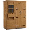 MCombo M MCombo casetta da giardino casetta per attrezzi in legno resistente alle intemperie, casetta da giardino da esterno impermeabile walk-in, per area esterna balcone terrazza 73×144×185 cm (natura)