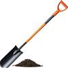 KADAX Spaziali di drenaggio Kadax, sponsor di drenaggio con mantello D, pala in acciaio, pala di pizzo con stelo, vanga da giardino ai fori, paletta di drenaggio, vanga (121 cm, nero/arancione)
