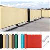 SUNLIMEI Tenda a Vela Angolo Retto 35 x 600 cm Telo per Ringhiera Balcone Resistente Ai Raggi UV con Occhielli, Fascette per Balcone da Giardino Esterno, Color Crema