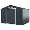 RELAX4LIFE Casetta da Giardino 277x255x202cm (Base: 6,5 m²), Acciaio Zincato, 4 Prese d'Aria, Porta 117x162 cm, Tetto Inclinato, Porte Scorrevoli, Expandibile, Grigio