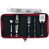 Gizzo Grill - Set di 5 Attrezzi con Manico in Legno + 4 spiedini scorrevoli per Barbecue