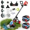 Lacoco 12 Pollici Decespugliatore Elettrico senza Fili 850W 2x3.0Ah Batterie 4 Tipi Lame Ruote Regolabile Taglio Bordo Batteria Erba Manico Telescopico Prato Giardino