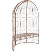 CLP Padiglione Giardino Con Panca Rosie I Gazebo Padiglione In Ferro I Pergola A Semiluna Portata Max 200 KG, Colore:antico marrone