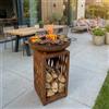 PakketPanda Plancha in Acciaio Corten - Barbecue da Esterno - Caminetto da Giardino - Ripostiglio per Legna - Aspetto Lussuoso