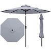 COSTWAY Ombrellone da Giardino 270 cm, Ombrellone da Esterno con Inclinazione Regolabile, Manovella, 8 Stecche, Tettuccio Ventilato, per Spiaggia, Bordo Piscina (Grigio, 270 cm 8 Stecche)