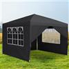 Aufun Gazebo 2,5 x 2,5 m impermeabile da giardino con 4 pannelli laterali e finestre per feste, matrimoni, picnic, tenda pieghevole per feste, gazebo pieghevole in metallo Oxford, protezione UV,