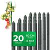 Novatool 20 pezzi di piccoli bastoncini per piante da 60 cm, 8 mm, in metallo stabile con rivestimento in plastica, supporti per piante rampicanti, per cetrioli, pomodori per piante rampicanti