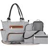 SONARIN Set di 7 borse per pannolini per bambini, borsa per pannolini, tracolla multifunzione, borsa per la maternità, borsa per pannolini da viaggio, con fasciatoio e ganci per passeggino