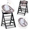 hauck Alpha Plus Newborn Set Deluxe - Seggiolone In Legno Evolutivo dalla Nascita - Sedia Bambini con Sdraietta Dondolo Neonati Reclinabile e Cuscino - nero