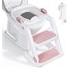 moovkee. Riduttore WC Bambini con Scaletta Rosa Dai 18 Mesi - Adattatore WC per Bambini Pieghevole, Maschietti e Femminucce - Regolazione Continua in Altezza - Completamente Ripiegabile