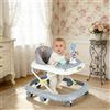 HUOLE Girello Bambino Primi Passi per Bambini da 6 Mesi a 15 kg, Regolabile in Altezza, girello pieghevole per bambini con vassoio di gioco interattivo con suoni, 67 * 72 * 92cm - Grigio (B)