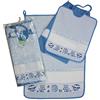 Bubabù Set ASILO SCUOLA MATERNA da ricamare AMICI DEL BOSCO 3 pezzi: bavaglino spugna con elastico cm.28x32, asciugamano cm.40x55 con fascia in etamine + sacchetto Cotone 100% Made in Italy (AZZURRO)
