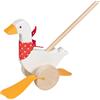 goki 54860 Gans Bertha, ausilio per camminare in legno, giocattolo motorio, 22 cm, a partire da 1 anno, colore: bianco