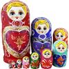 HoveeLuty Matrioske 1 set (10 pezzi) modello ragazza matrioska bambola di legno colorata matrioska bambole russe nidificanti giocattoli impilabili per bambini, decorazione della casa, regali per bambini ba