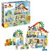 LEGO 10994 DUPLO Casetta 3 in 1, Casa delle Bambole in Mattoncini con Auto Push-and-Go, Giochi per Bambini e Bambine dai 3 Anni in su con 5 Figure, 2 Animali e Lampada Luminosa