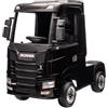 Tecnobike Shop Camion Elettrico per Bambini Scania 500R 24v, Batteria, 2.4ghz RC, Radiocomando, Luci LED Suoni Porte Apribili (Nero)