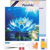 Figured'Art Mini Diamond Painting Art 5D kit completo 25x25cm Tela già Incorniciata Interamente da Ricoprire di Diamonds Rotondi - Loto Bianco Luccicante - Pittura Diamante - Attività Creativa Adulti