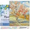 Figured'Art Dipingere con i Numeri con Telaio - Paint by Numbers Van Gogh L'Albero Di Pesche Rosa, Passatempo per Adulti, Kit Completo, Hobby Creativi - Quadri fai da te 40x50cm Tela Già Incorniciata