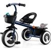 COSTWAY Triciclo per Bambini, Trike con Sede Regolabile Cestini Anteriori e Posteriori, Bicicletta a 3 Ruote con Telaio in Ferro Carbonioso di Alta Resistenza, per Bambini 1,5-5 Anni (Blu)