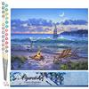 Figured'Art Dipingere con i Numeri - Paint by Numbers Vista Sulla Spiaggia, Passatempo per Adulti, Kit Completo, Hobby Creativi - Quadri fai da te 40x50cm senza cornice