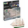Revell Set modello 65432 Gorch Fock in scala 1:350, non costruito/non verniciato, kit di modellini in plastica con colla professionale Contacta, pennello e vernici selezionate Aqua Color