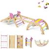 RELAX4LIFE Set da Arrampicata per Bambini, Triangolo di Arrampicata con Scivolo e Arco, Gioco di Incastri in Legno, Gioco Montessori per Bambini 1+ Anni (Unicorno-4 Pezzi | Macaron)
