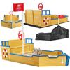 KIDIZ® Sabbiera per bambini Ahoy - nave pirata - barca giocattolo - barca a vela in legno - incl. copertura protettiva, blu