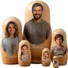 VEELU Personalizzate Matrioska Russa con Foto & Nome, Festa Della Mamma Idee Regalo, Matriosche Bambole Fino a 6 Personaggi, Personalizzato Compleanno Regalo per Mamma, Famiglia