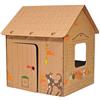 AnnaHouse Casetta di cartone marrone creativa con bellissimi animali e grande tetto per dipingere con matite, matite colorate, gouache, dita, per fai da te, grande, 3 anni