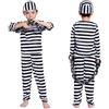 Generic Costume da Prigioniero per Ragazzi Ragazze Costumi Carcerati Bambini Vestiti Ladro Prigioniero di Halloween Carneval Strisce Bianche e Nere Top e Pantaloni Cosplay Costumi con (1-Black, 7-10 Years)