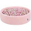KiddyMoon Piscina di Palline 120X30cm/1000 Palline Colorate Grande Tondo per Bambini, Fabbricato in EU, Rosa:Beige Pastello/Rosa Chiaro/Perla