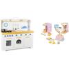 Leomark Cucina Saint-Tropez 107 cm con Elettrodomestici e Accessori | Con forno, lavello, lavatrice, lavastoviglie, pentole, utensili in metallo, timer, manopole mobili e piano cottura