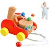 Generico Giocattolo Trainabile in Legno - Auto con Orsacchiotto Legno Tamburellante | Giocattolo da Tirare che Cammina | Per Bambini In Età Prescolare Asilo Gioco Indoor Compleanno Festa Salone Giardino