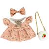 NOENNULL Set di Vestiti per Bambole, Accessori per Vestiti per Bambole con Scarpe, Fiocco, Borsa per da 20 Cm, Stampa Floreale, Graziosi per (Rosa)